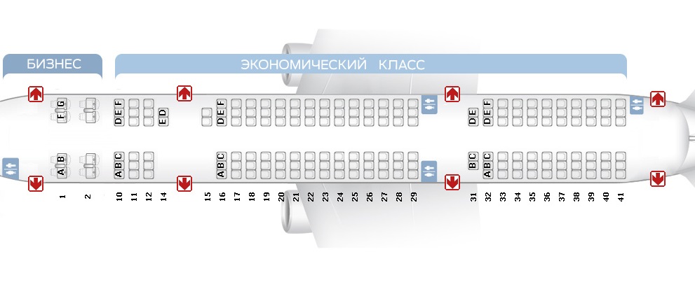 Лучшие места салона самолета Ту 214 - Трансаэро